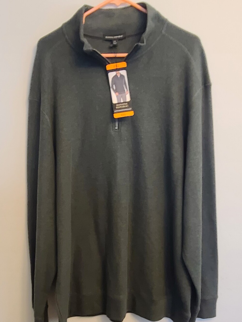 Banana Republic Waffle Quarter Zip Pullover Men's Sweater Dark Green Size 2XL
